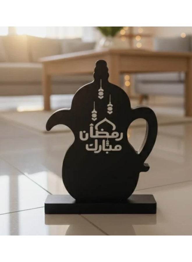 AKDC فانوس زينة رمضان، زينة طاولة، 15 سم، أسود - Image 1